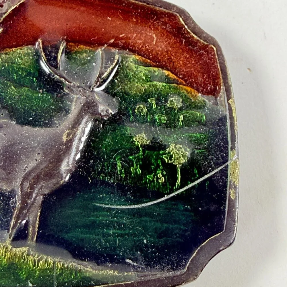 Vintage Xolcaco Deer Elk Antlers Wildlife Landscape Country Belt Buckle